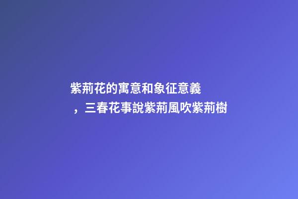 紫荊花的寓意和象征意義，三春花事說紫荊風吹紫荊樹-第1張-觀點-玄機派